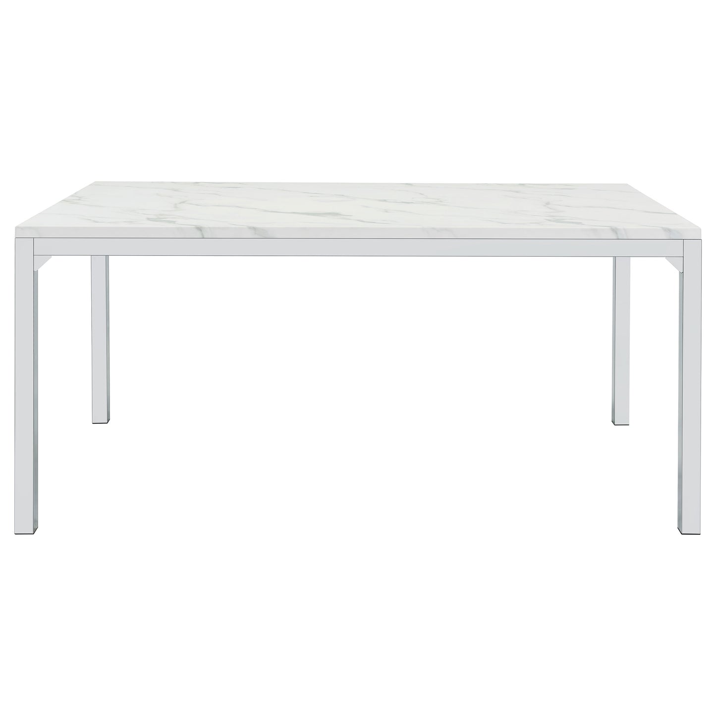 Athena Rectangular 64-inch Faux Marble Dining Table Chrome