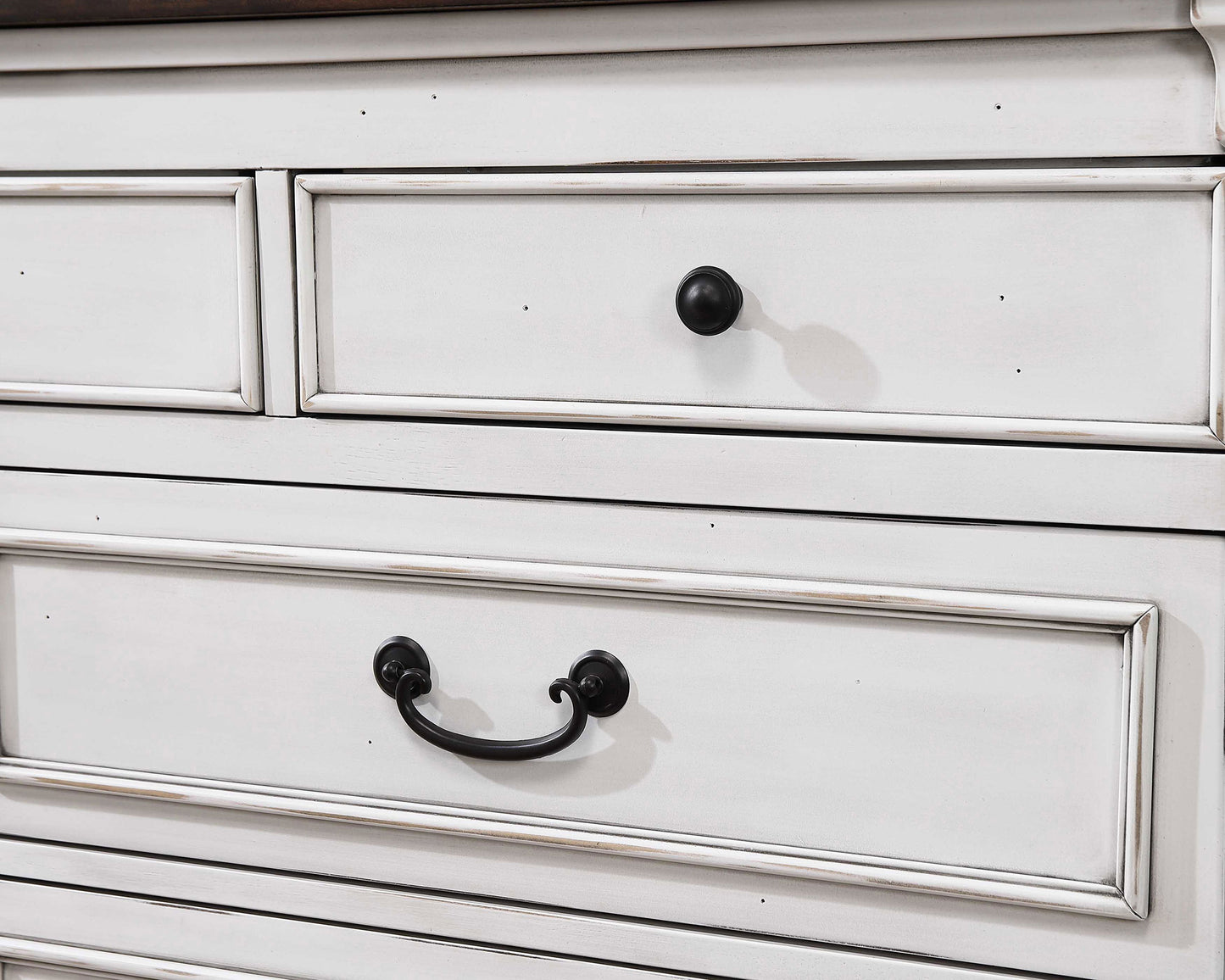 Hillcrest 9-drawer Dresser with Mirror Distressed White