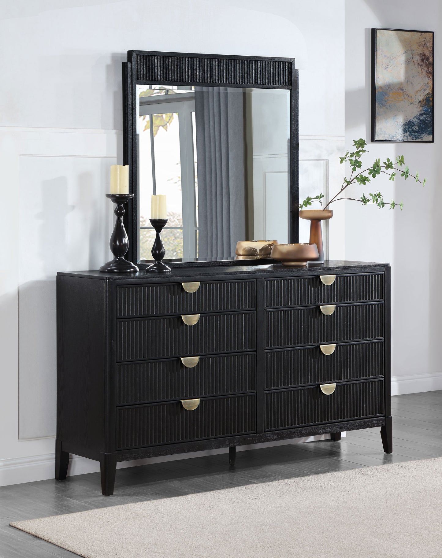 Brookmead 8-drawer Dresser with Mirror Black