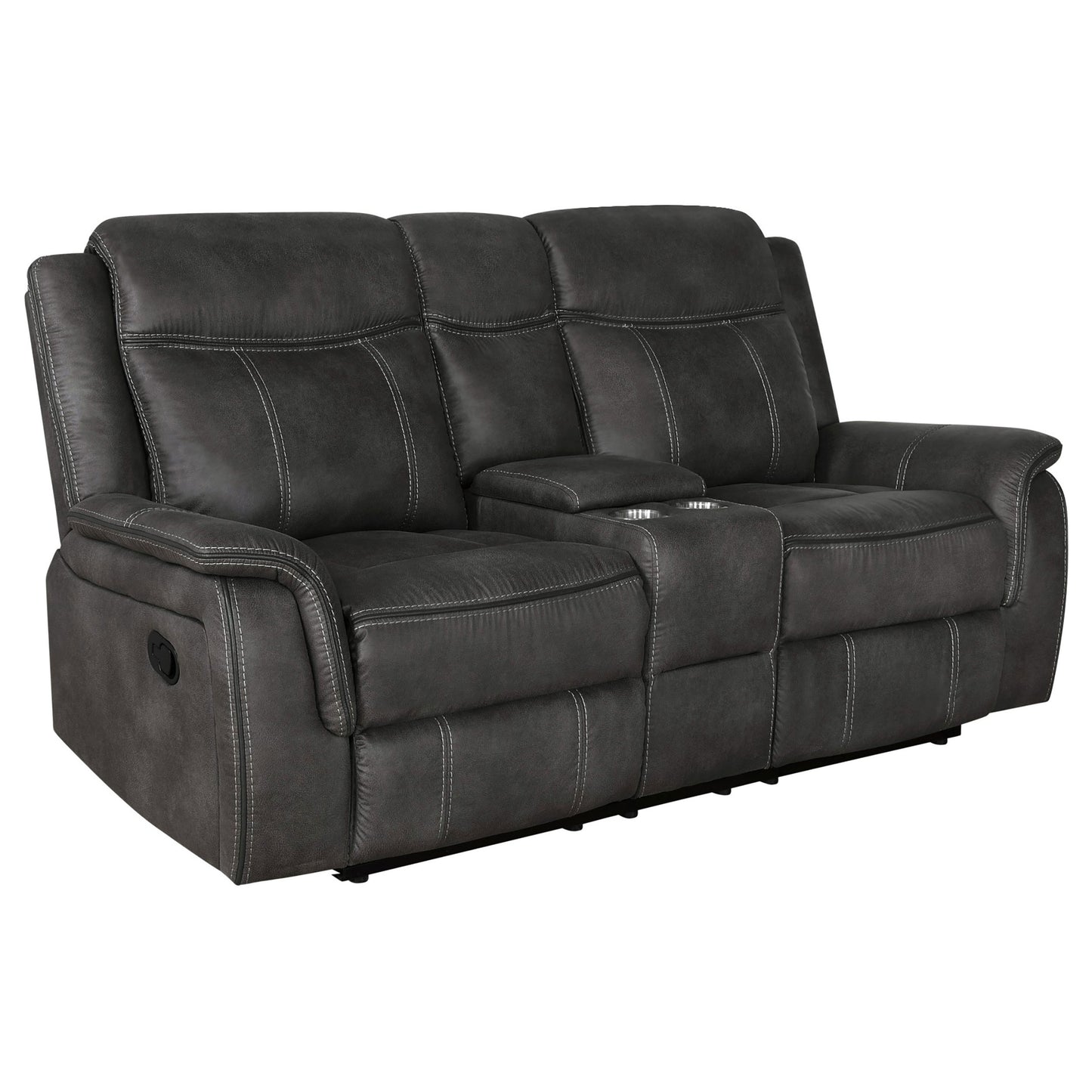 Lawrence 3-piece Upholstered Reclining Sofa Set Charcoal