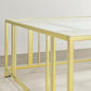 Adri Square Glass Top Coffee Table with Casters Matte Brass