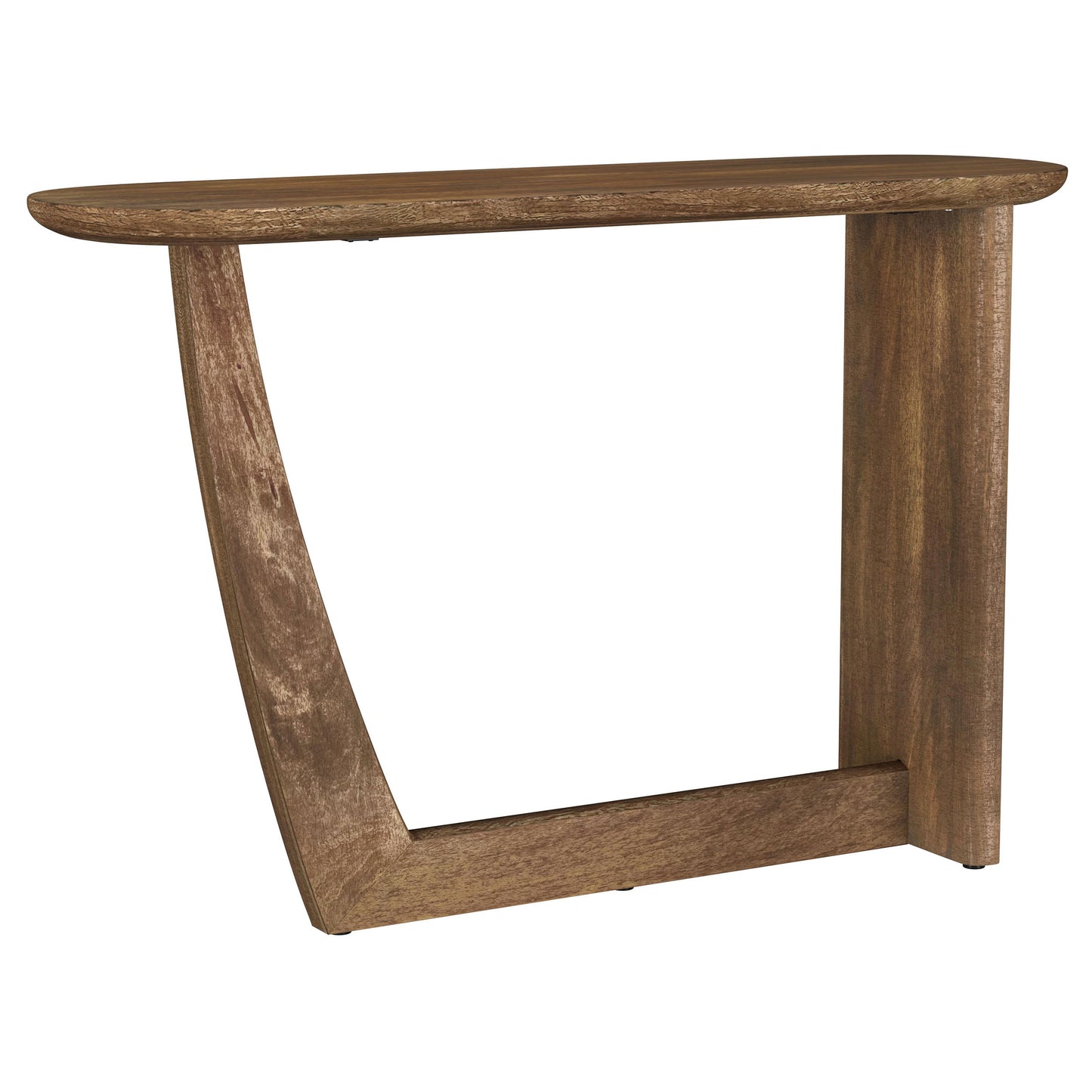 Fletcher Oval Solid Mango Wood Entryway Console Table Brown