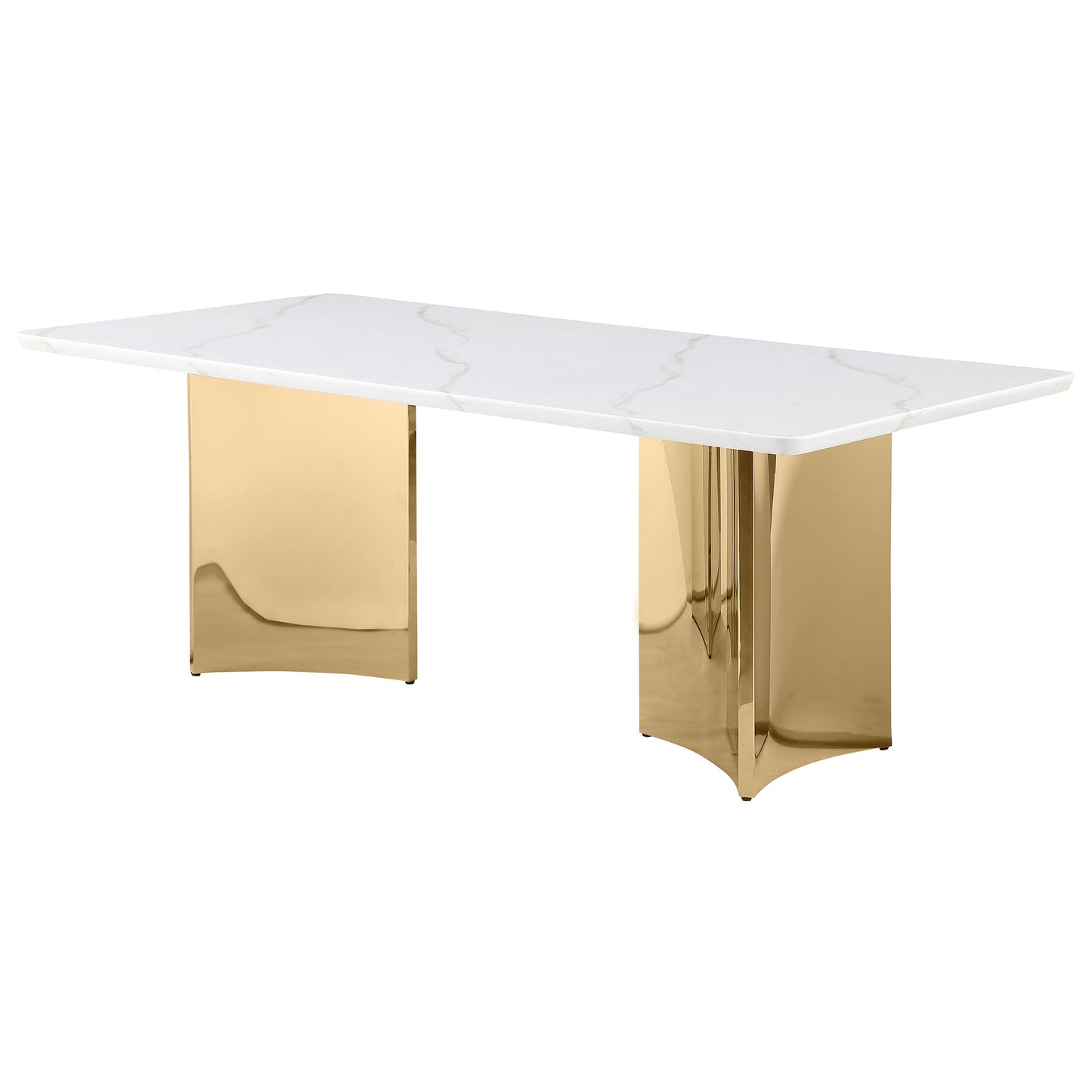 Tevlin Rectangular 79-inch Marble Top Dining Table White