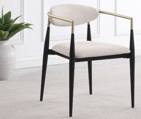 Alexis Fabric Upholstered Dining Arm Chair Beige (Set of 2)