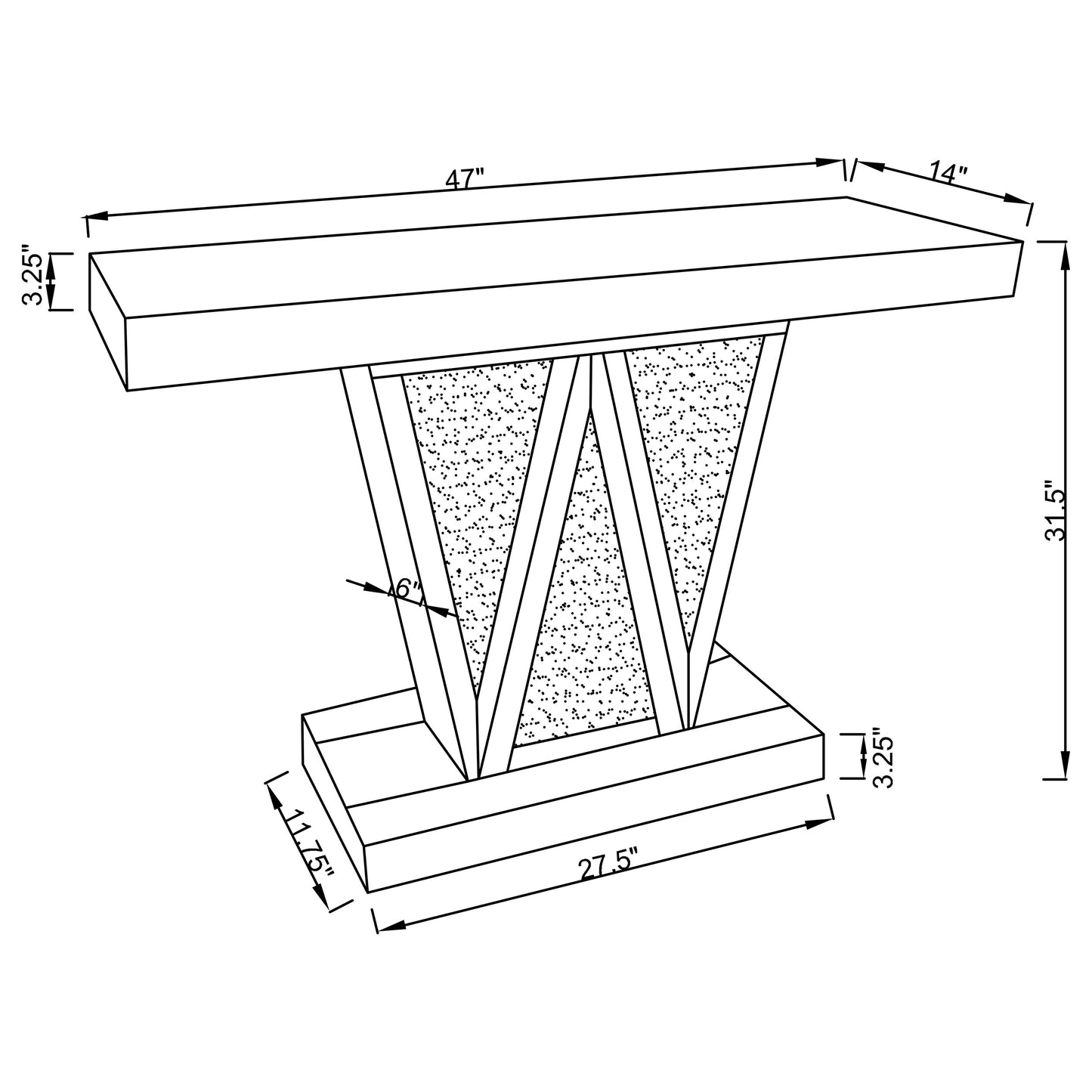 Crocus Rectangular Mirrored Entryway Console Table Silver