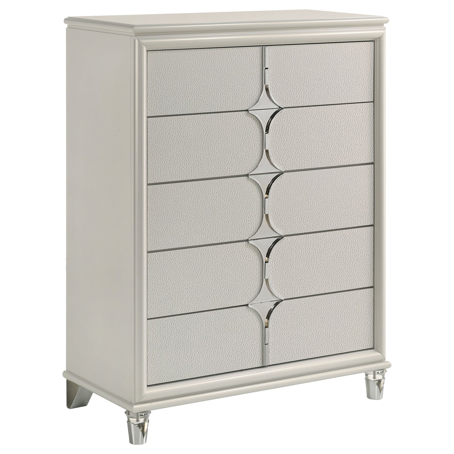 Olivia 5-drawer Bedroom Chest of Drawers Pearl White