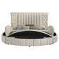 Sonya Upholstered Eastern King Round Storage Bed Ivory