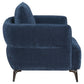 Lively Chenille Upholstered Modern Track Arm Chair Blue