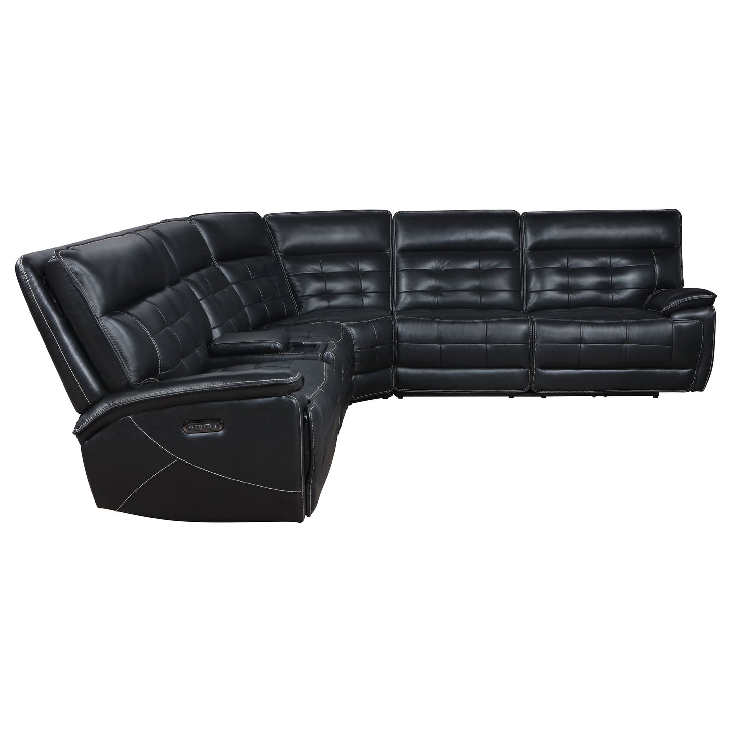 Hewitt Leather Upholstered Power Reclining Sectional Black