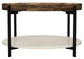 Adhvik Round Wood Top Marble Shelf Coffee Table Natural