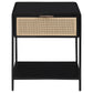 Amherst 1-drawer Radio Weave Cane Metal Bedside Table Black