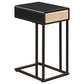 Amherst 1-drawer Radio Weave Cane Metal Side Table Black