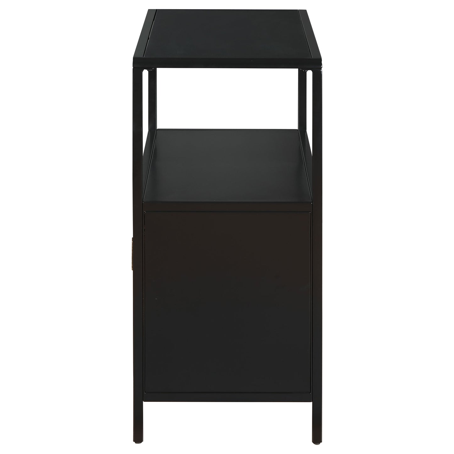 Amherst 2-door Radio Weave Cane Metal Accent Cabinet Black