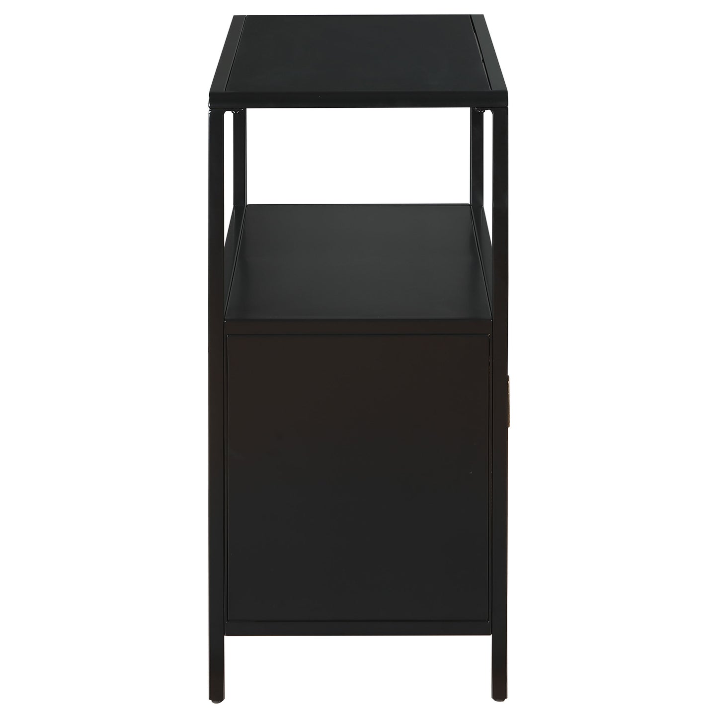 Amherst 2-door Radio Weave Cane Metal Accent Cabinet Black