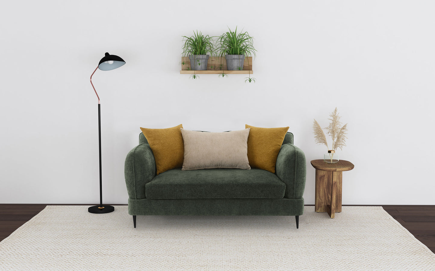 Jade Chenille Upholstered Modern Track Arm Loveseat Green