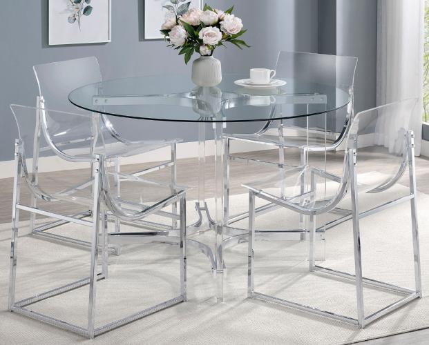 Adino Acrylic Dining Side Chair Chrome (Set of 2)