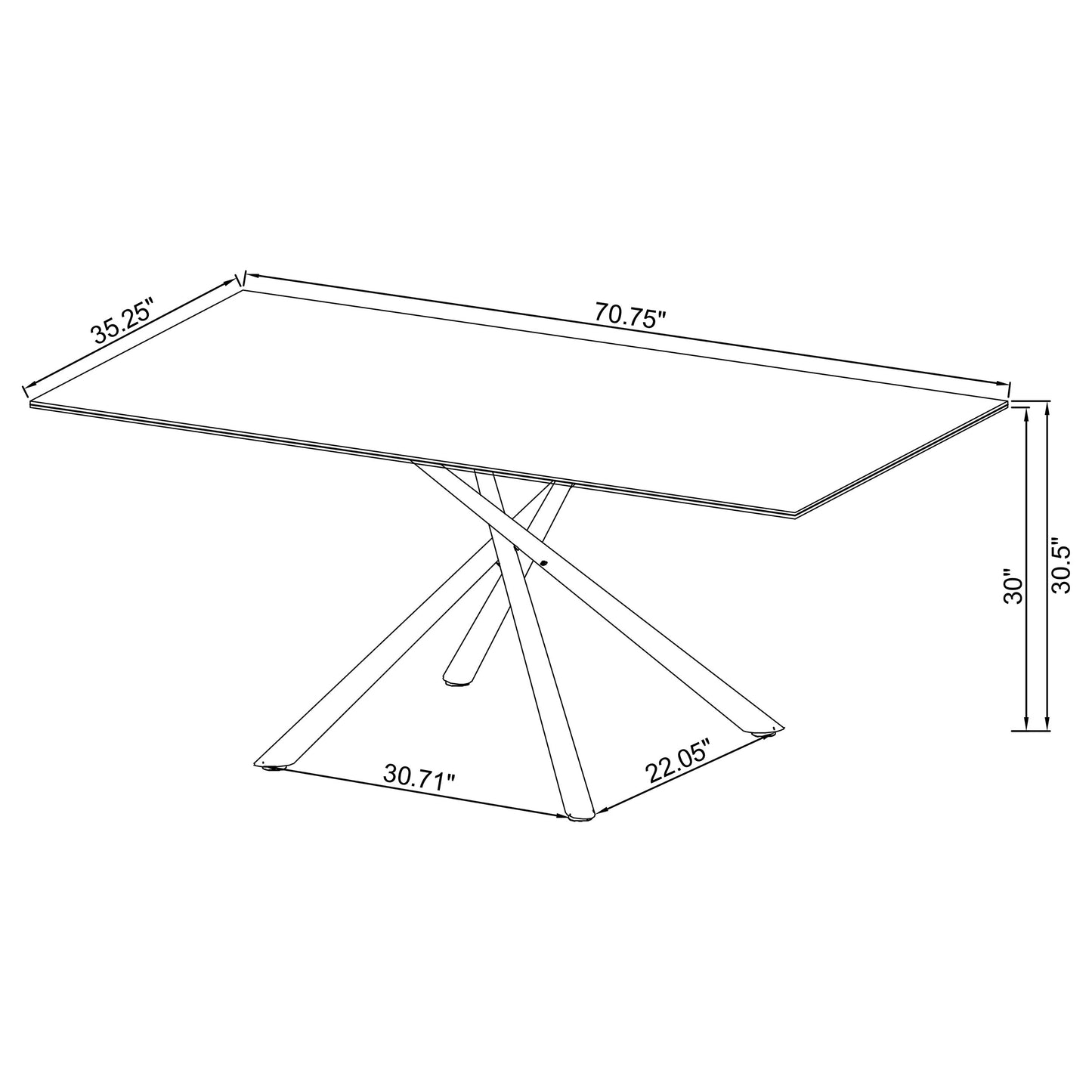 Carvell Rectangular Sintered Stone Dining Table Mirage White