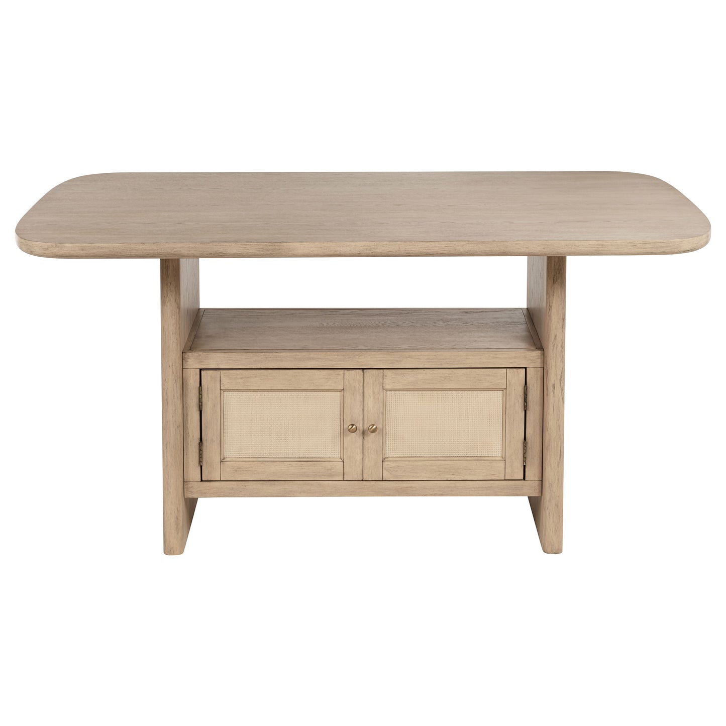 Kailani Cane Counter Height Storage Dining Table Beige Oak