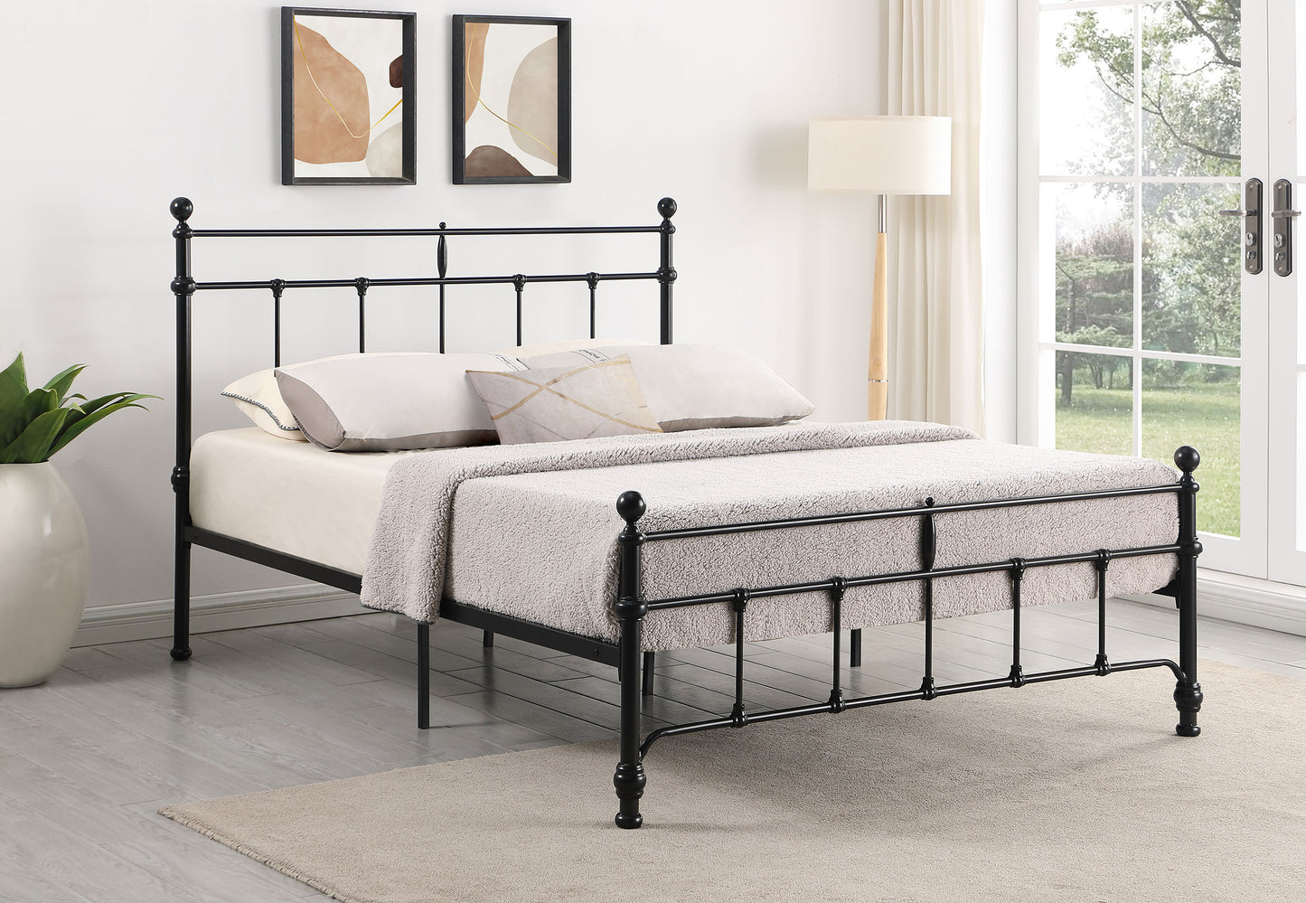 Novak 48-inch Metal Eastern King Open Frame Bed Matte Black