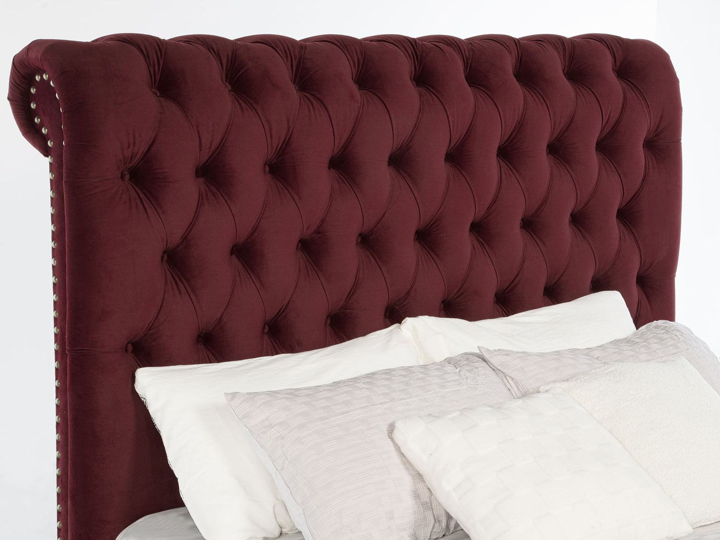 Devon 57-inch Upholstered Full Panel Bed Wine Red