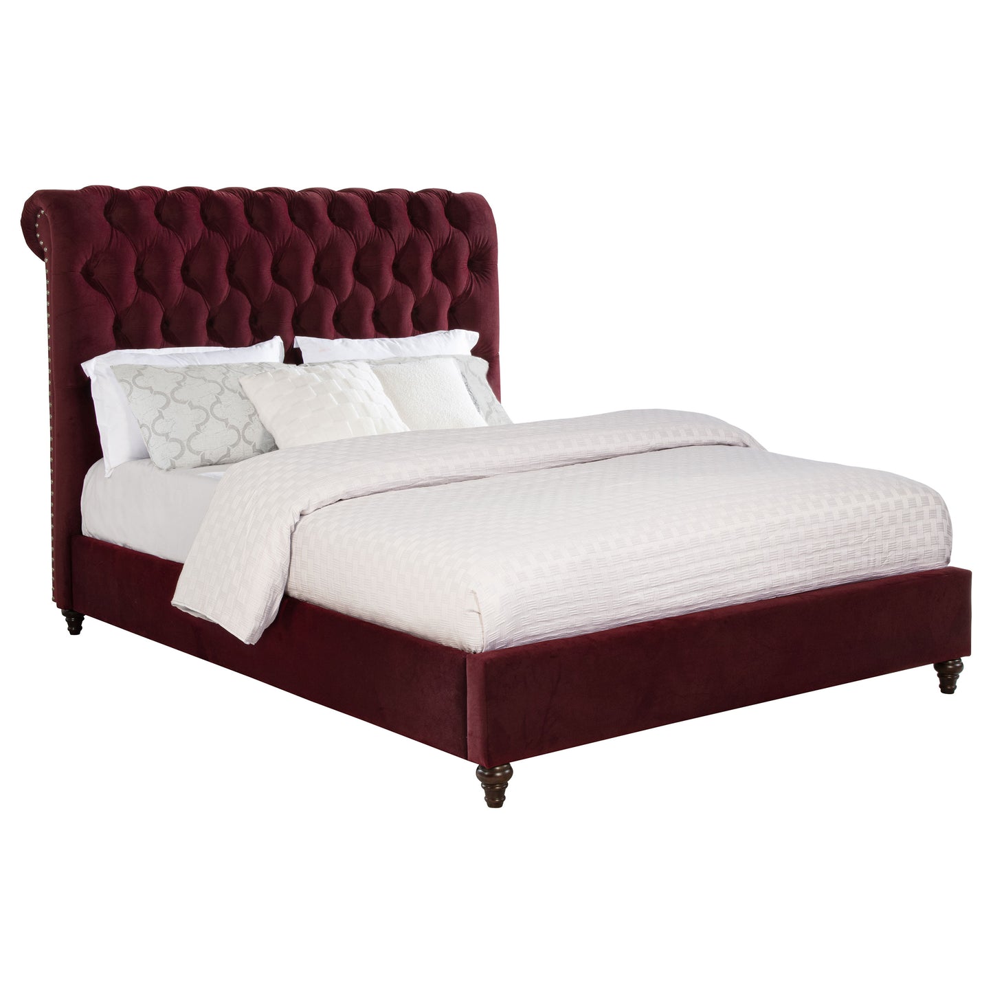 Devon 57-inch Upholstered California King Panel Bed Wine Red