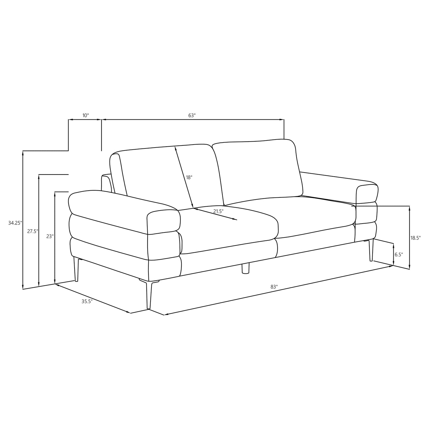 Jessel 3-piece Chenille Upholstered Sofa Set Ivory