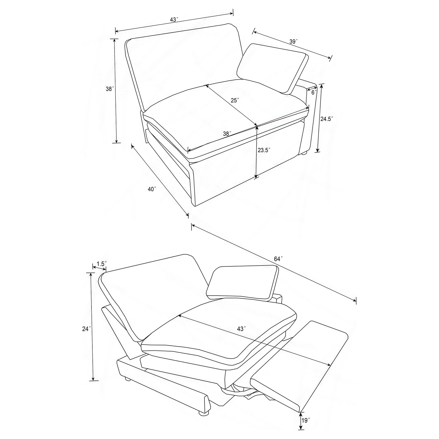 Collins Modular Power Loveseat Dark Grey