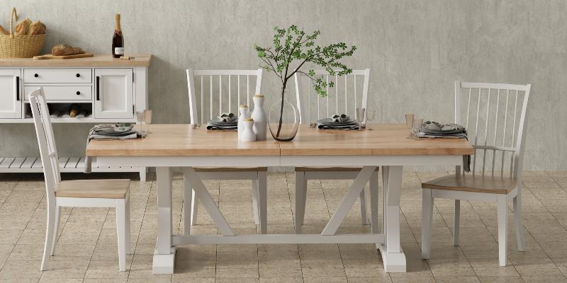 AMERICANA MODERN DINING DINING TABLE 88 IN. X 42 IN. TRESTLE TO 112 IN. (24 IN. BUTTERFLY LEAF)