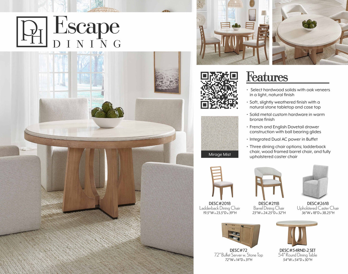 ESCAPE DINING 54" ROUND TABLE