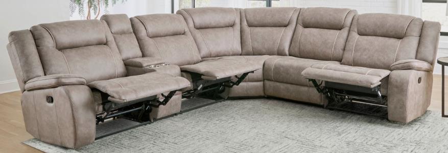 BLAKE - DESERT TAUPE 6PC MODULAR RECLINING SECTIONAL WITH CONSOLE