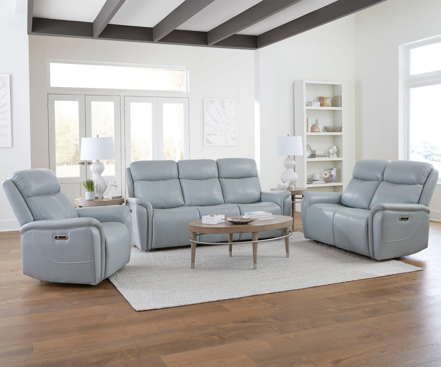 CASCADE - SEA MIST GREY POWER LOVESEAT