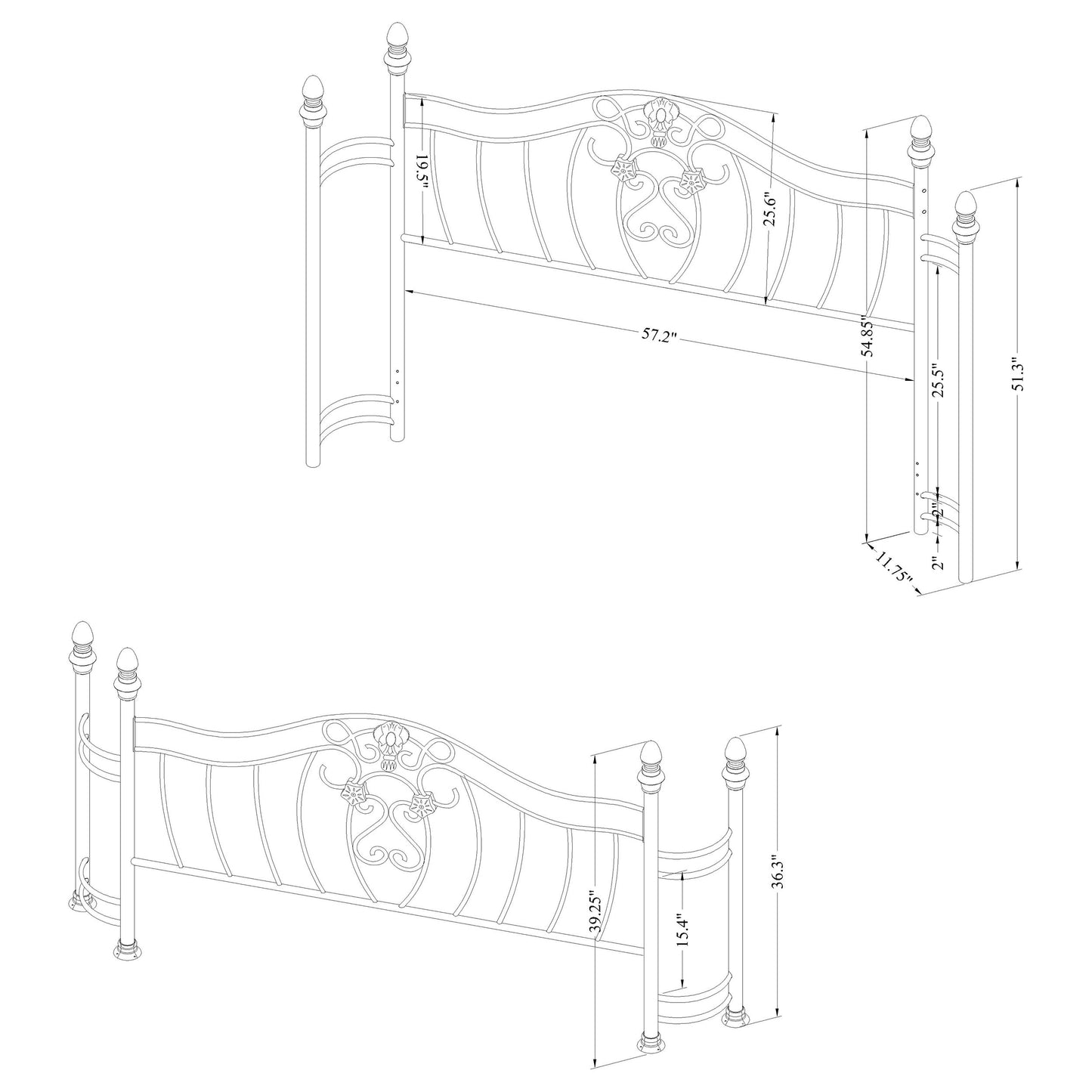 Sydney Metal Queen Open Frame Bed Brushed Gold