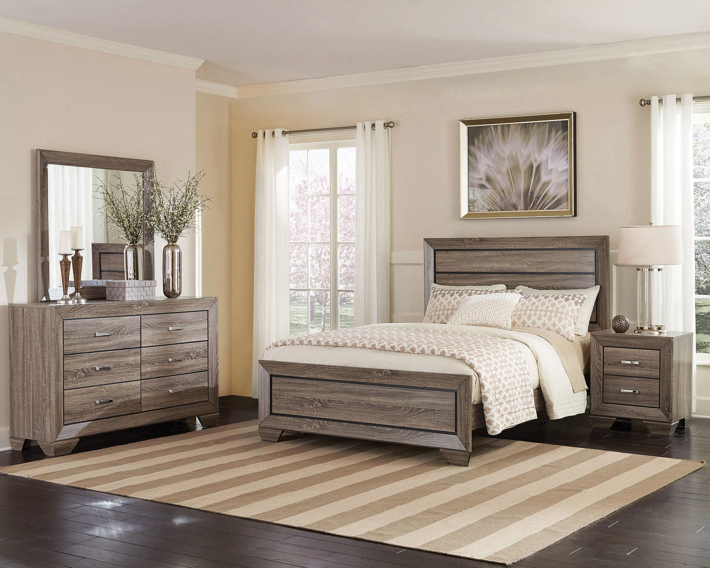 Kauffman Wood California King Panel Bed Washed Taupe