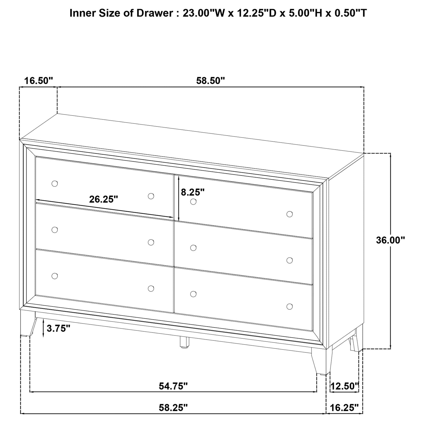 Welsley 6-drawer Dresser Cabinet Walnut