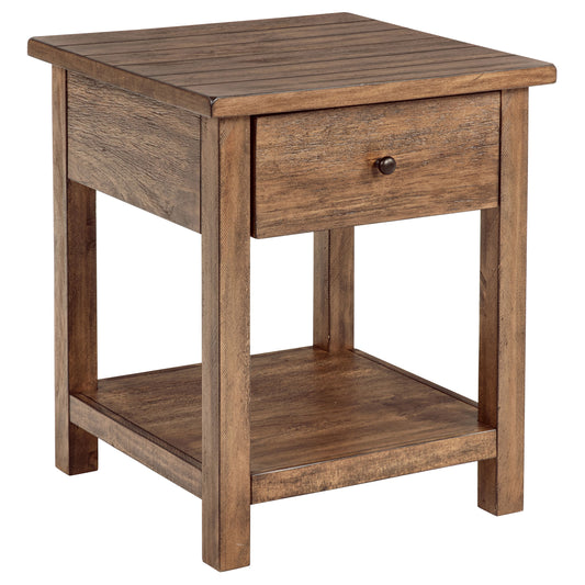 Payne 1-drawer Wood End Table with Shelf Distressed Brown