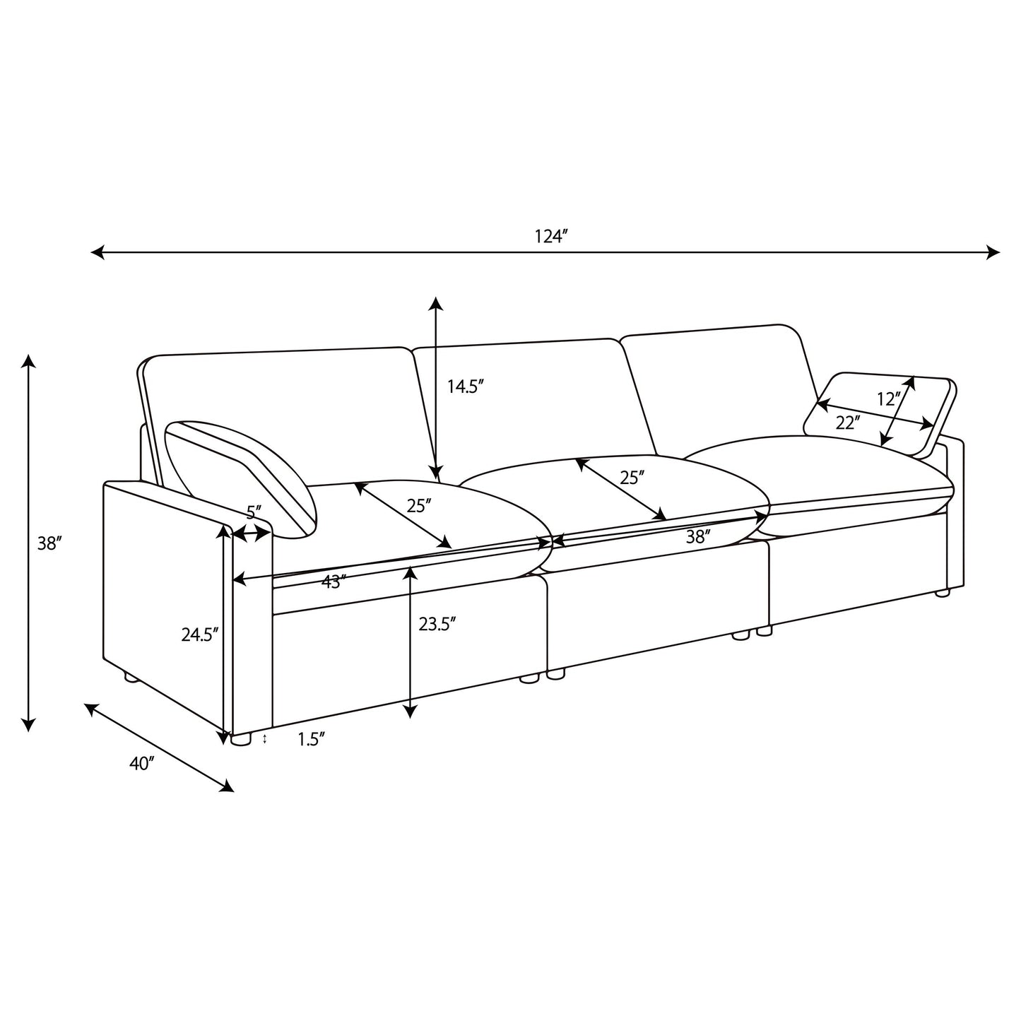 Collins Modular Power Sofa Dark Grey