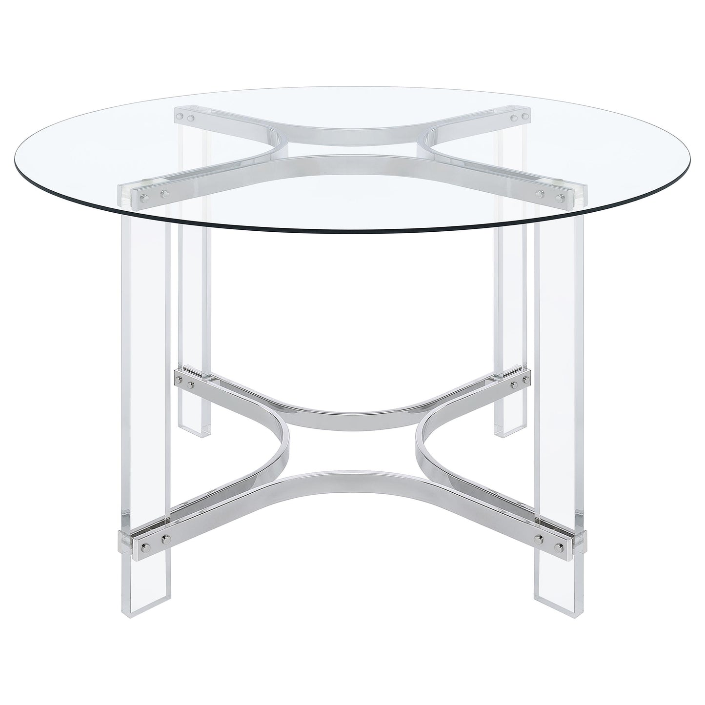 Keeling 5-piece Round Glass Top Acrylic Dining Set Chrome