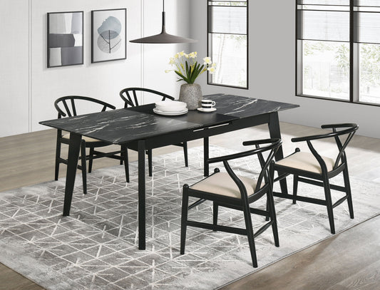 Crestmont 5-piece Extension Leaf Dining Table Set Black