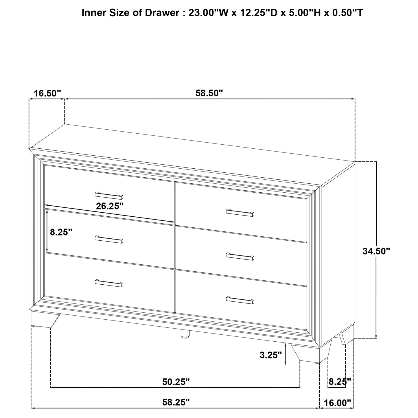 Wright 6-drawer Dresser Cabinet Brown Oak